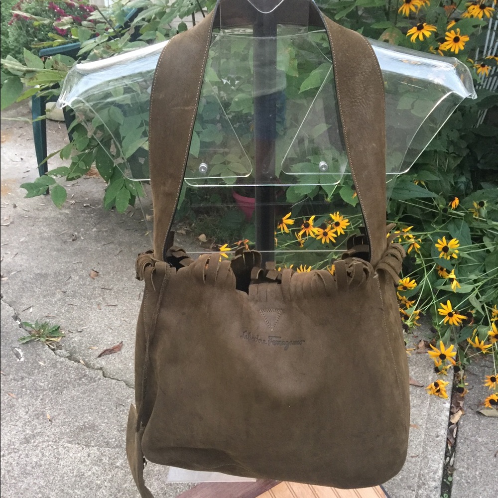 Salvatore Ferragamo Leather Hobo Fringe Bag EUC